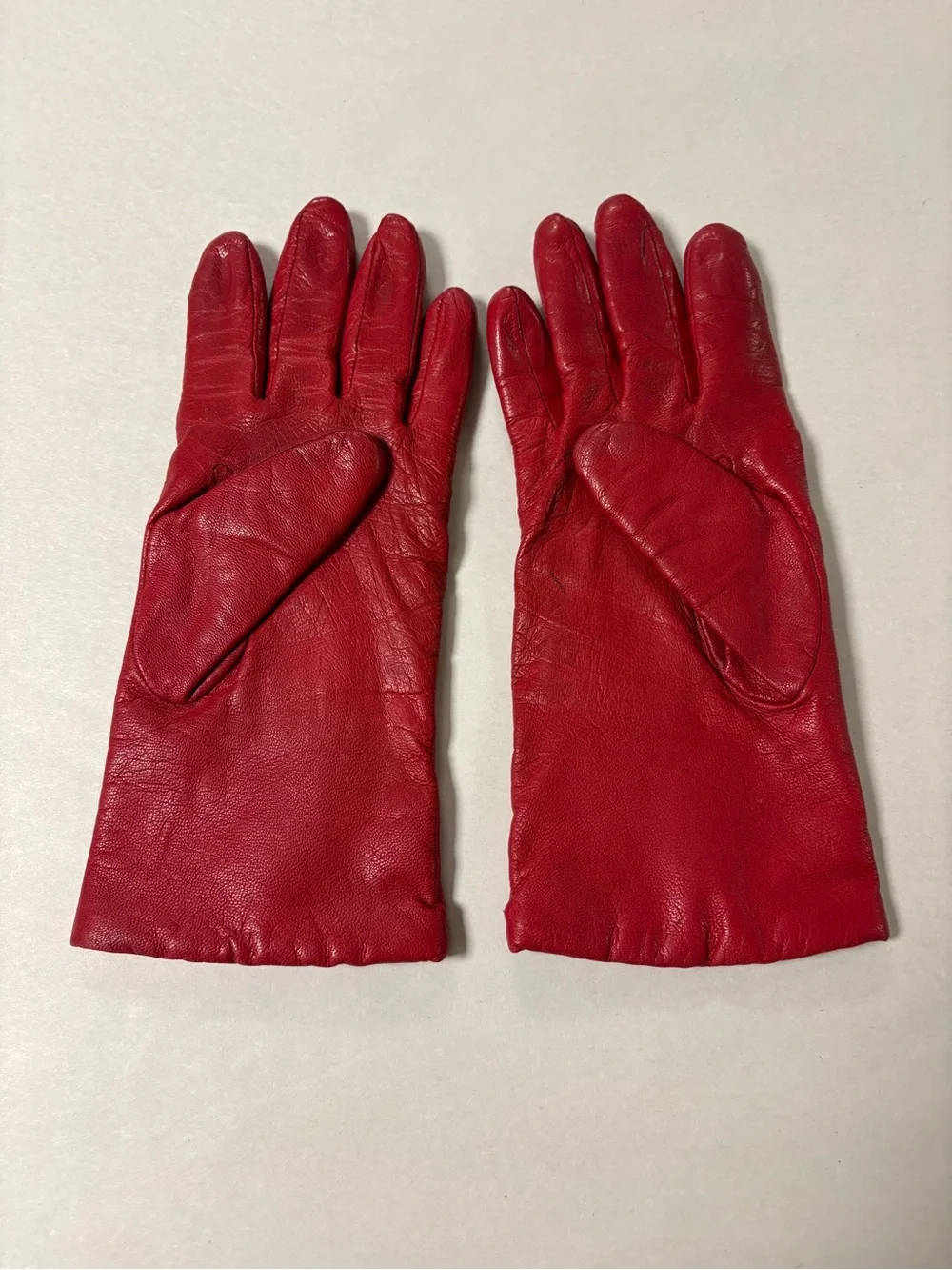 Vintage Fownes Classic Red Leather Women's Driving Gloves Size 7.5